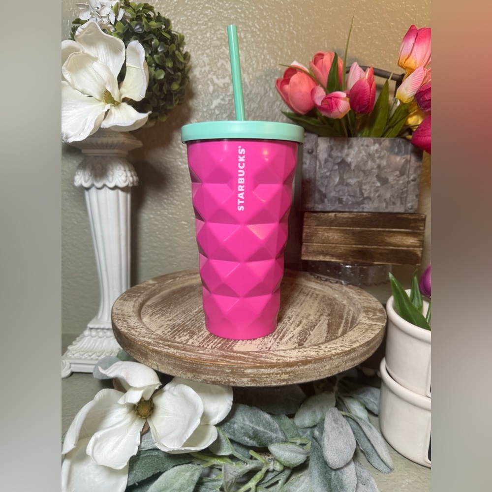 RARE LIMITED LAST Starbucks Pink Pineapple Stainless Steel 16oz Tumblr Cup New